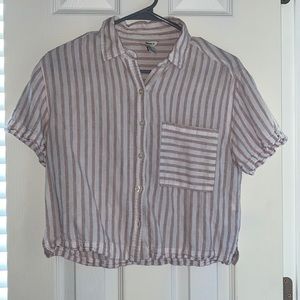 Forever 21 red and white striped button up top.